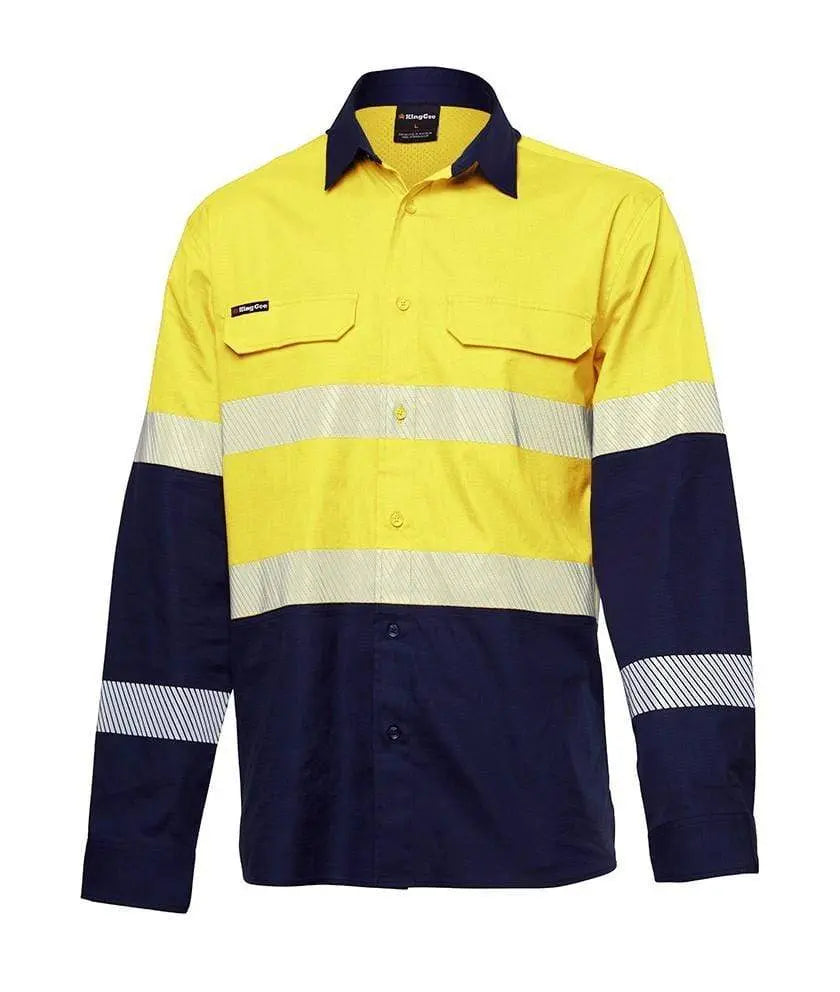 KingGee Work Wear Yellow/Navy / XS KingGee Workcool Pro Hi Vis Reflective Shirt L/S (NEW) K54028
